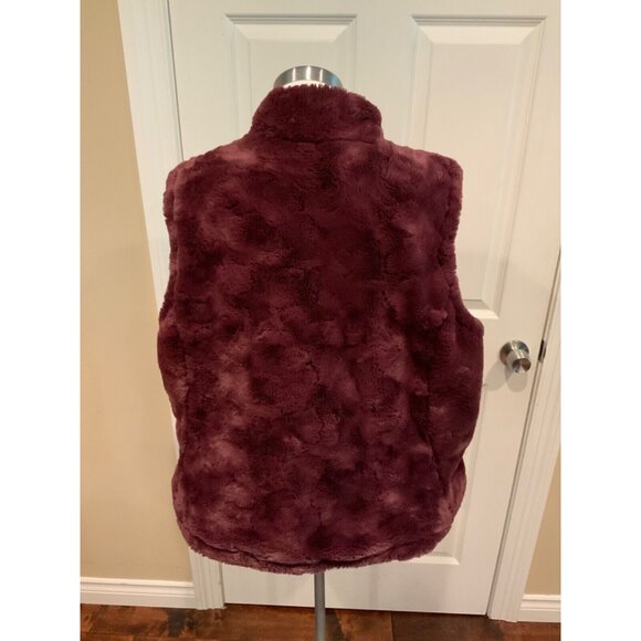 Nicole Miller Raspberry Purple Vegan Fur Reversible Puffer Vest, Size XXL - Picture 6 of 7